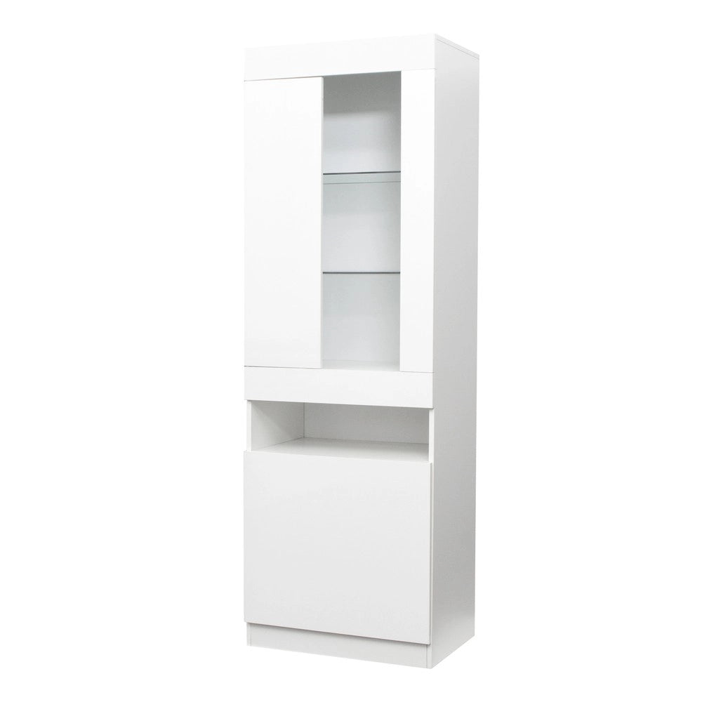Vetrina con Luci LED ¨C MINIMAL ¨C Bianco, Soggiorno, Legno