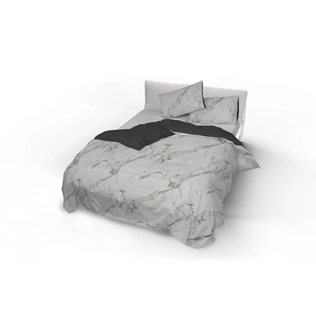 Copripiumino Matrimoniale con Federe Stampato in Microfibra Marble