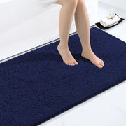 Badmat Antiscivolo con Microvezzi e Chenille, Assorbente, Alto Pelo, 60 x 120 cm, Blu Marino