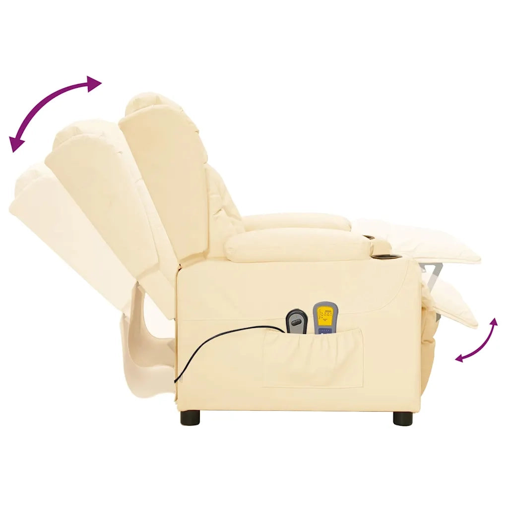 Divano Sedia-Poltrona Massaggiante Elettrica Crema Similpelle 700757
