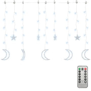Luci Fatate Stella e Luna con Telecomando 138 LED Bianco Freddo CFW7426785