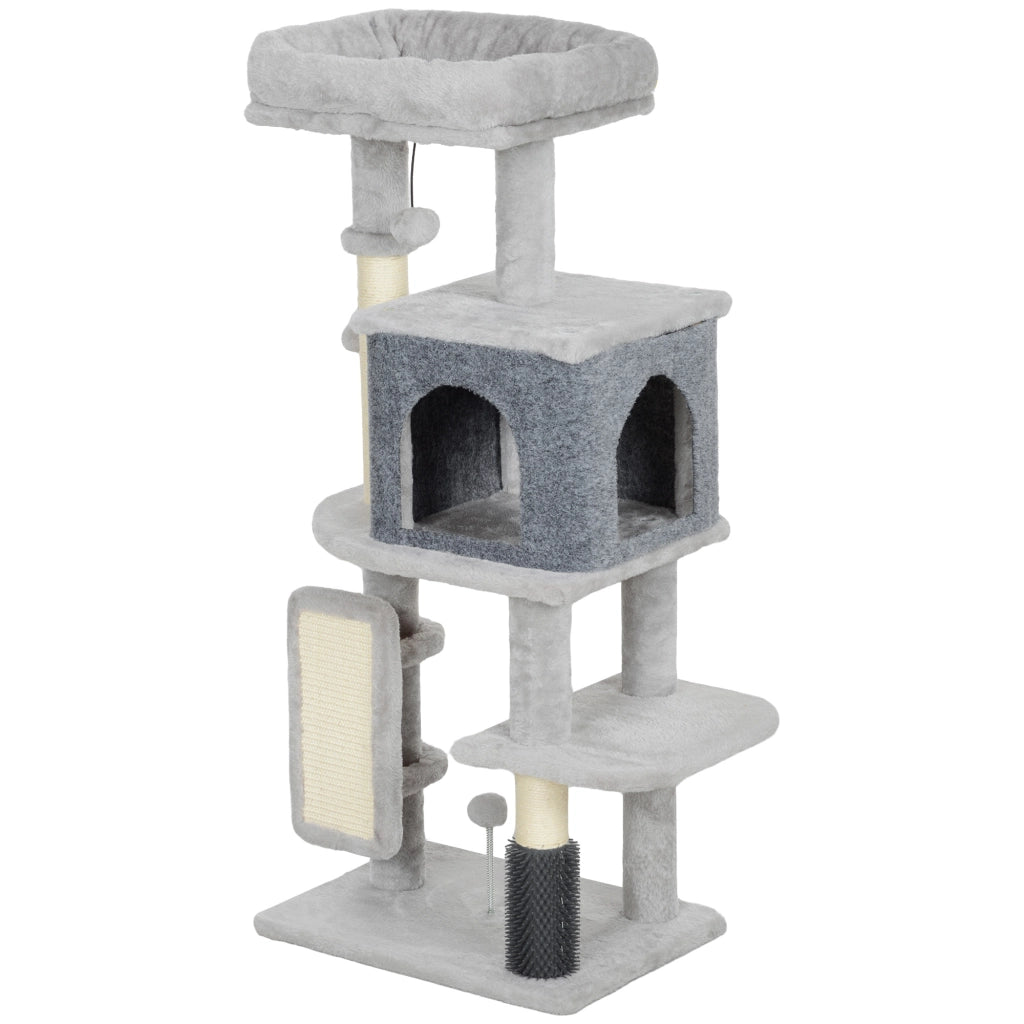Letto a soppalco per gatti con casa ¨C zephmum ¨C 44x34x104 cm grigio chiaro