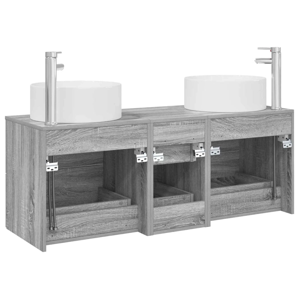 Set di mobili per il bagno 3 pz Sonoma grigio 3405960