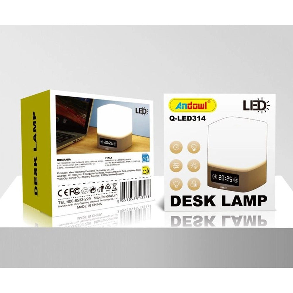 Trade Shop - Lampada Da Tavolo A Led Con Luce Notturna Display Design Elegante Moderno Q-led314 -
