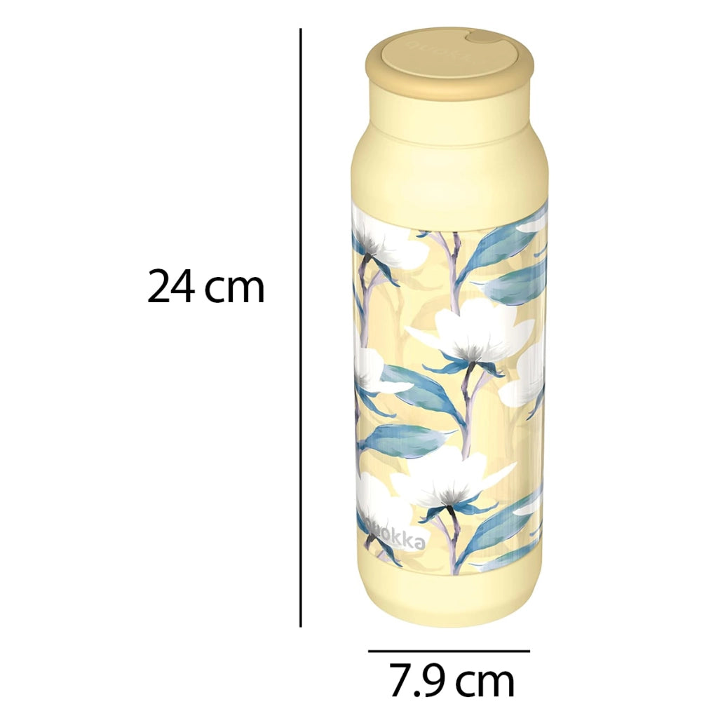 Bottiglia termica Pulse 700ml in acciaio inossidabile Motivo Magnolia ad Acquerello Giallo Quokka