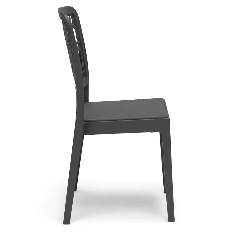 Sedia in polipropilene MEDEA, impilabile, resistente ai raggi UV, design moderno, ideale per sala da pranzo, cucina, sala d’attesa, bar, ristoranti o giardino, colore Antracite