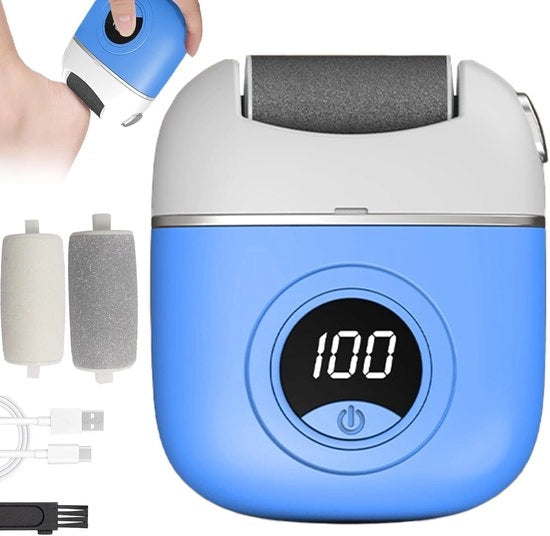 Rimozione della callosità elettrica per piedi, nuovo dispositivo USB ricaricabile per riparazione e raspinga dei piedi, aiutopolvere con display digitale, rimozione della callosità dei piedi, pelle morta secca per uomini e donne (blu)