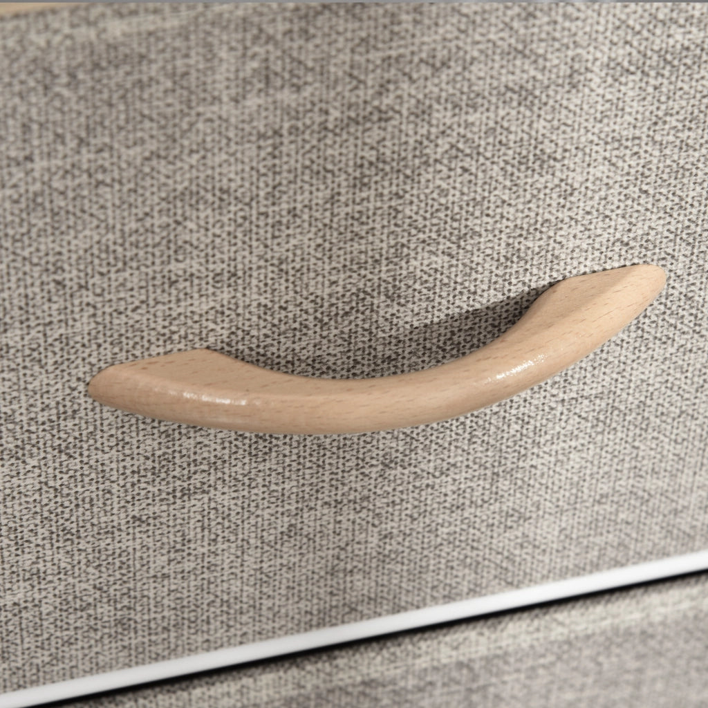 Cassettiera Tessuto con 3 Cassetti e 2 Ripiani Aperti ¨C Zephmum ¨C 80x29x71 cm Naturale Grigio