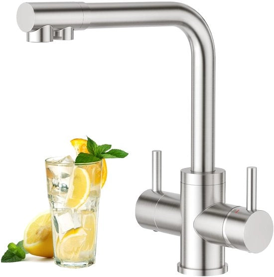 Doppia Maniglia Cucina - Rubinetto con Filtro Acqua - Acciaio Inossidabile