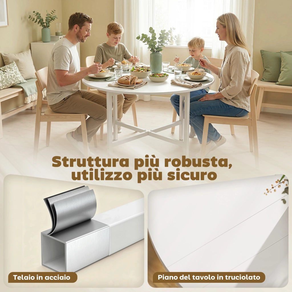 Tavolo da Pranzo Pieghevole. Tavolo Estensibile Salvaspazio. Bianco