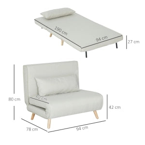 DIVANO LETTO 2 IN 1 94x78x80 cm Bianco crema