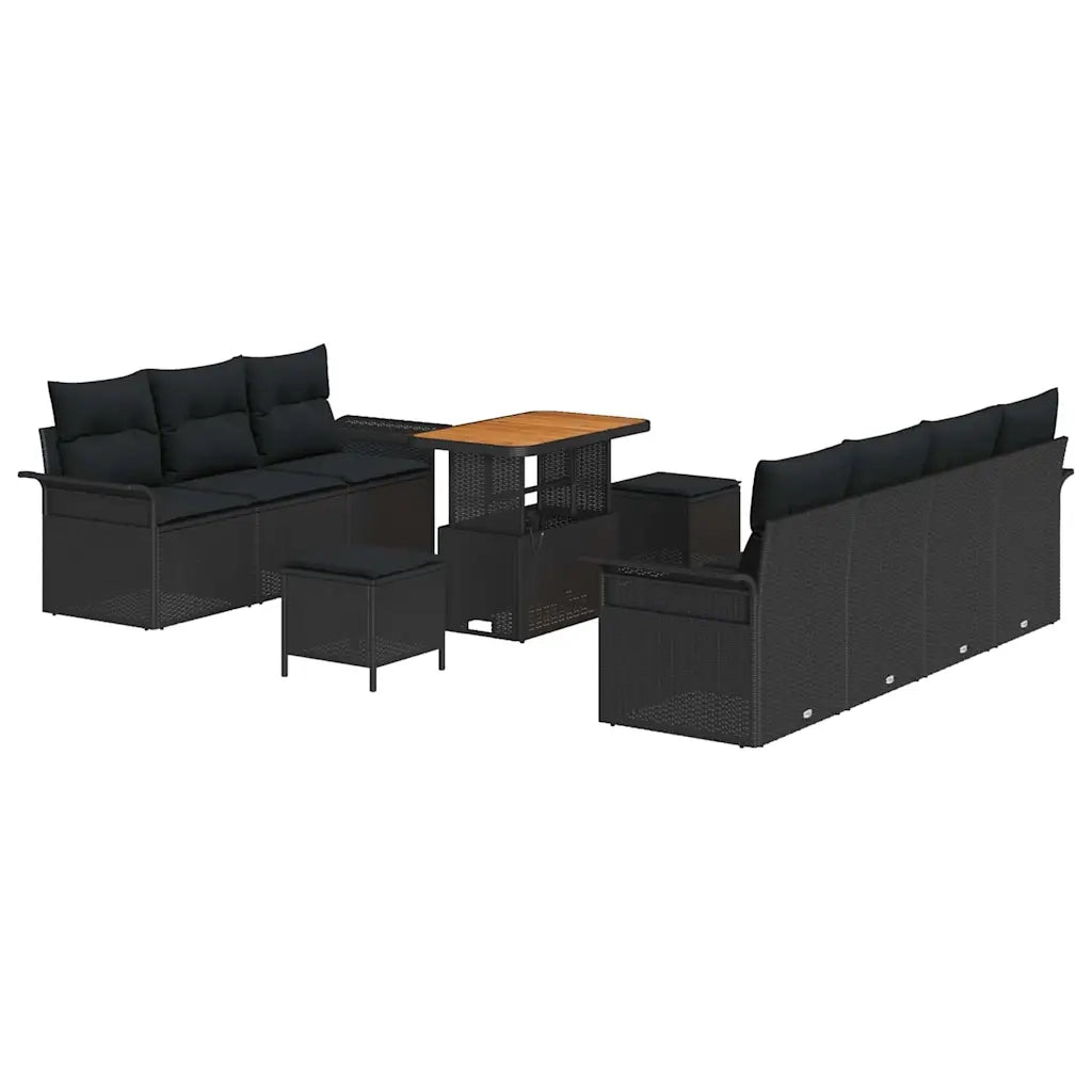Set Divano da Giardino con cuscino con cuscino 10 pcs Nero 3364049