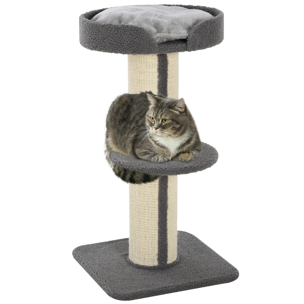 Albero tiragraffi per gatti con 2 piattaforme ¨C zephmum ¨C grigio 91 cm