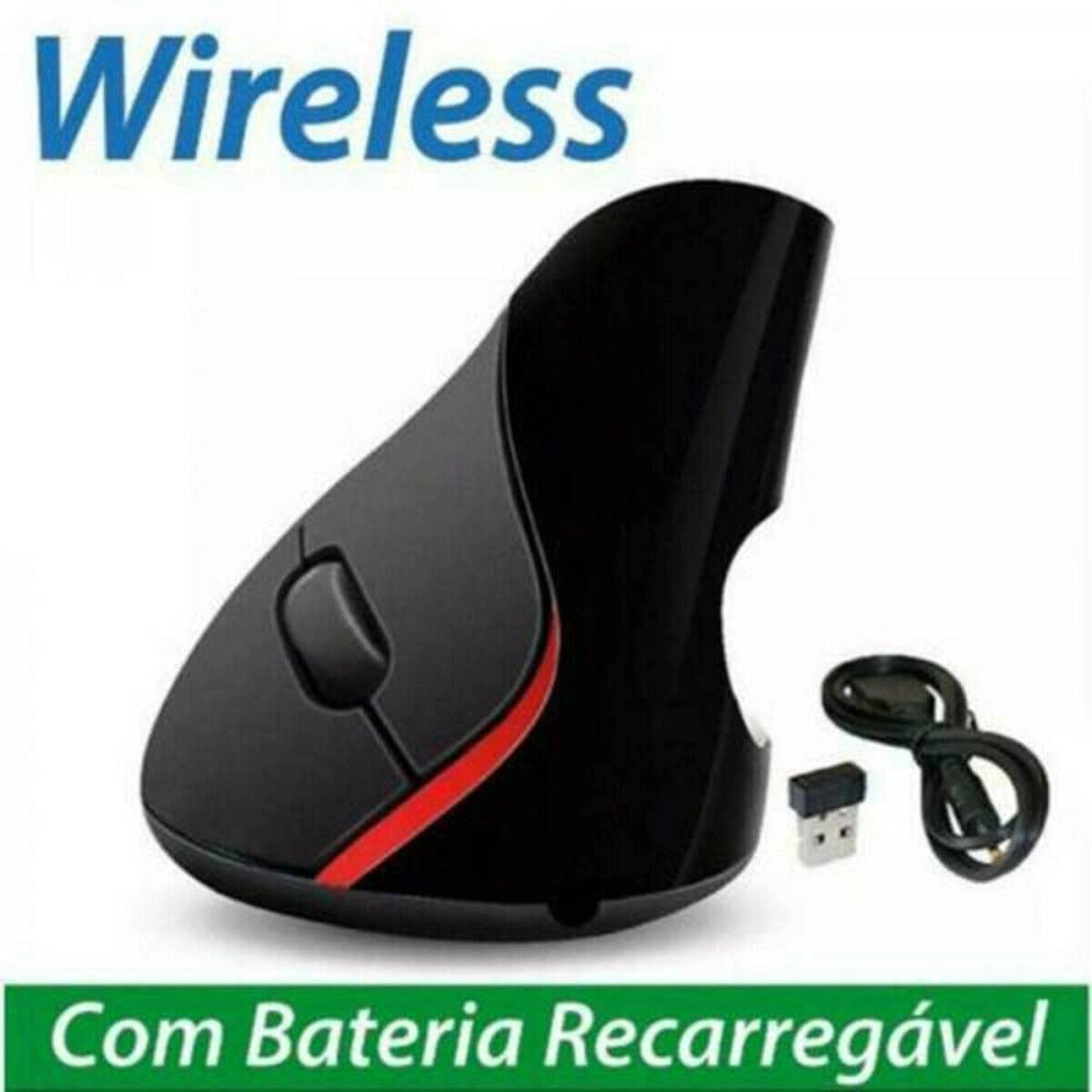 Trade Shop - Mouse Verticale Wireless Ergonomico Polso Gomito Tennista Tunnel Carpale 6 Tasti -