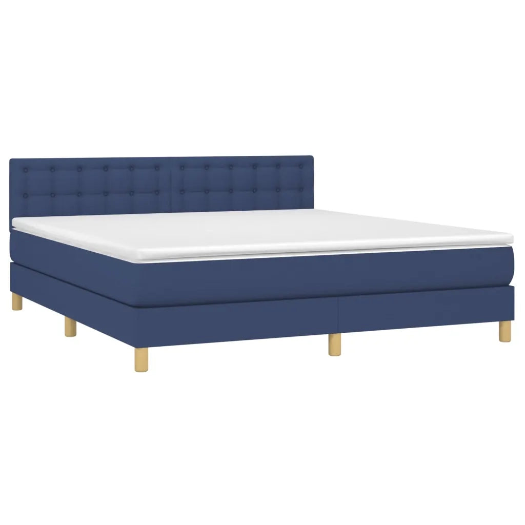 Letto a Molle con Materasso e LED Blu 180x200 cm in Tessuto 3134059