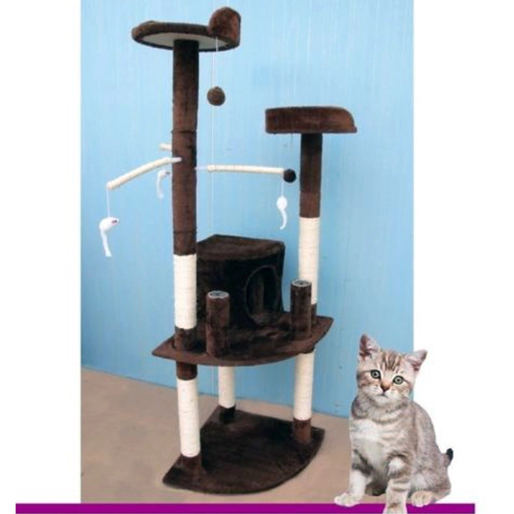 Trade Shop - Tiragraffi Per Gatti Albero Parco Giochi Tira Graffi A Colonna Gatto H155 Cm -