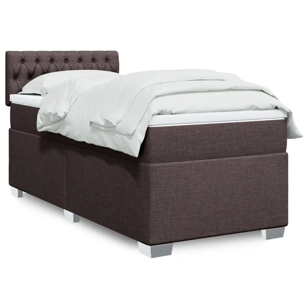 vidaXL Giroletto a Molle con Materasso Marrone Scuro 90x200 cm Tessuto