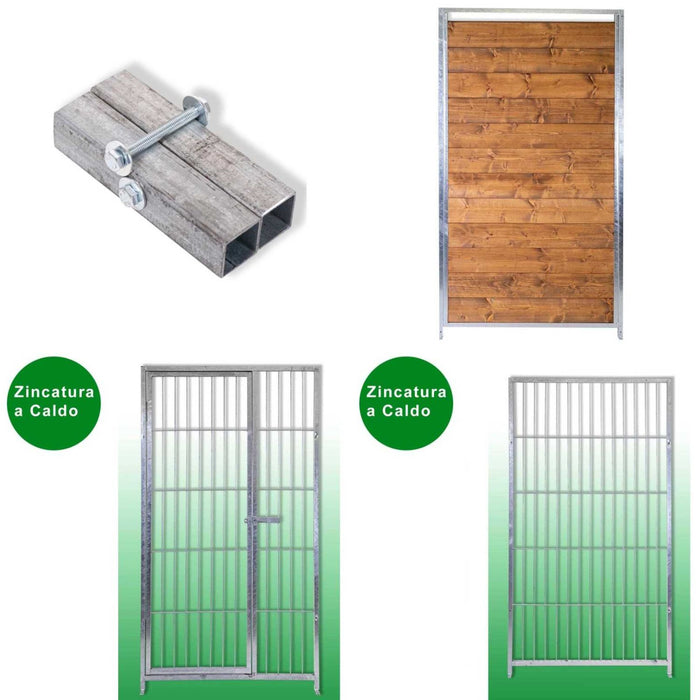 2 box per cani copertura e retro in legno zincatura a caldo ciascuno da 200x200xh180 cm