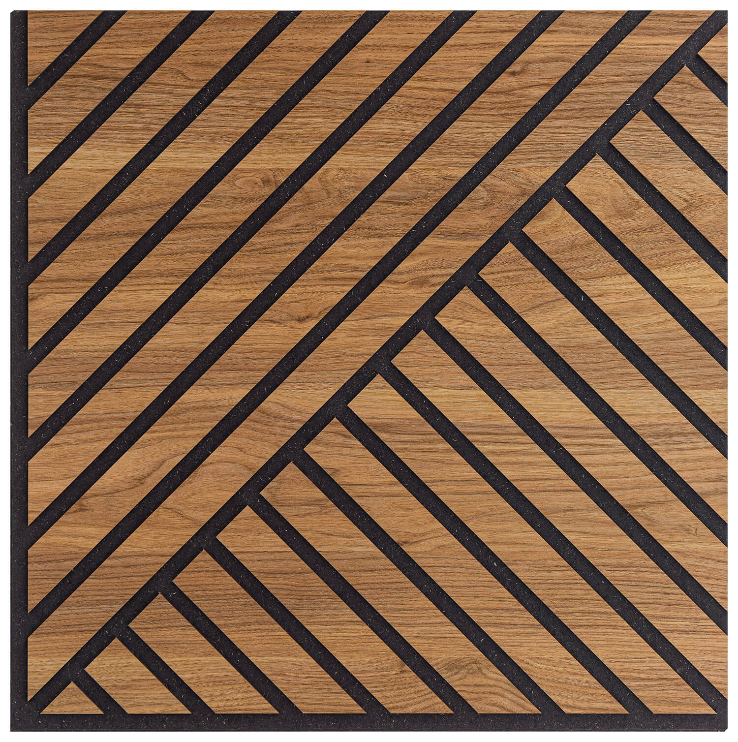 Set 10 Pannelli Decorativi Fonoassorbenti 58x58 cm in MDF Decoro D Obliquo Doppio Noce Asia