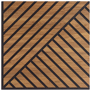 Set 10 Pannelli Decorativi Fonoassorbenti 58x58 cm in MDF Decoro D Obliquo Doppio Noce Asia