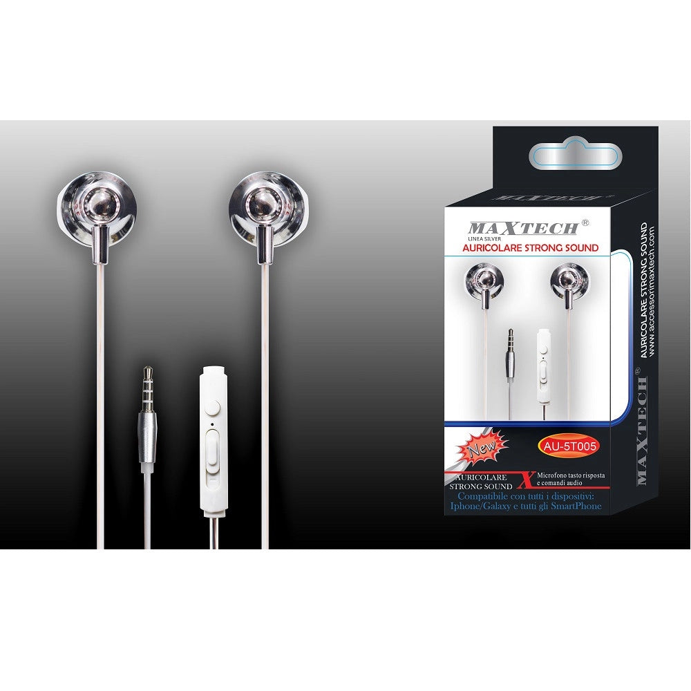Trade Shop - Auricolari Cuffie Musica Con Microfono Per Cellulari Smartphone Jack Maxtech Au-5t005 -
