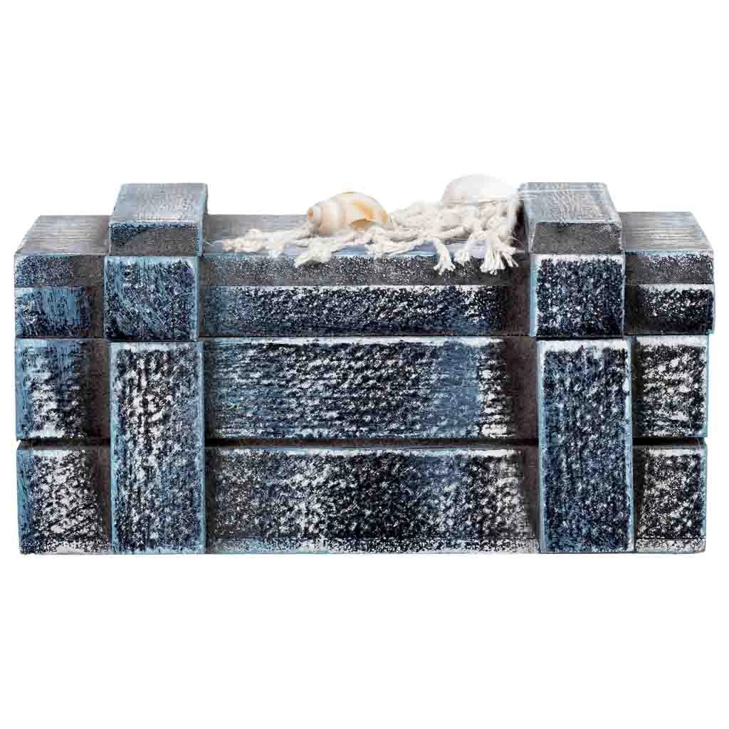 Scatola decorativa in legno blu 13x9x7h cm