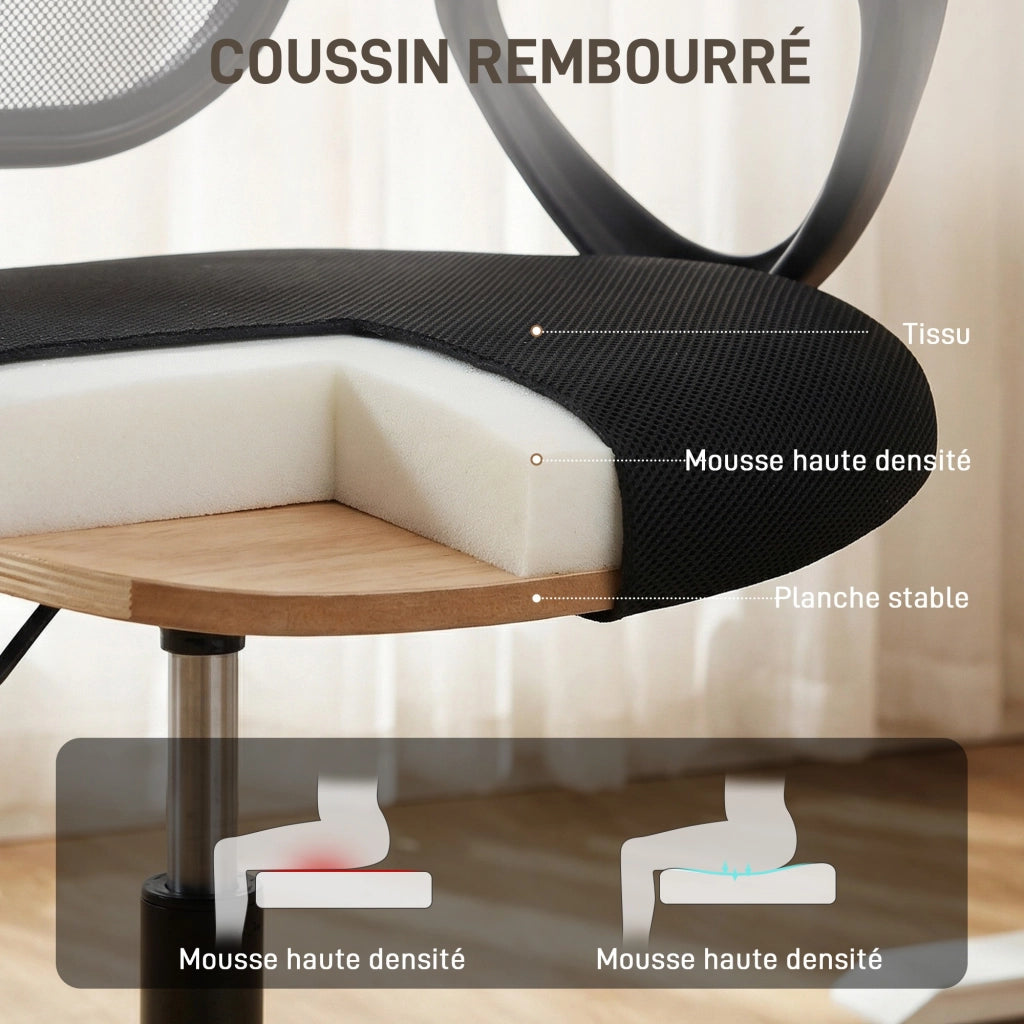 Sedia da ufficio ergonomica con poggiapiedi e braccioli regolabile ¨C zephmum ¨C nero 59x58x103-123cm
