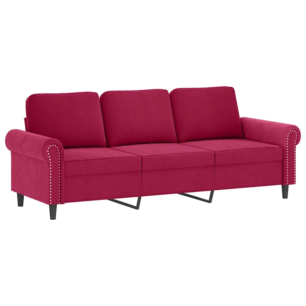 Set di Divani 4 pz con Cuscini Rosso Vino in Velluto