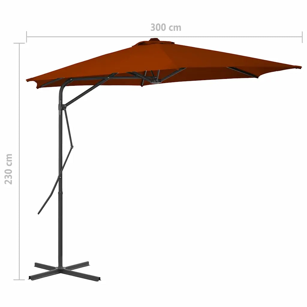 Ombrello | Parasolne da Giardino con Palo in Acciaio Terracotta 300x230cm