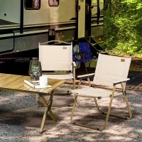 Set di 2 Sedie da Campeggio, Sedie da Pesca Pieghevoli, Tessuto Oxford e Struttura in Acciaio, 54 x 59 x 78 cm, Kaki