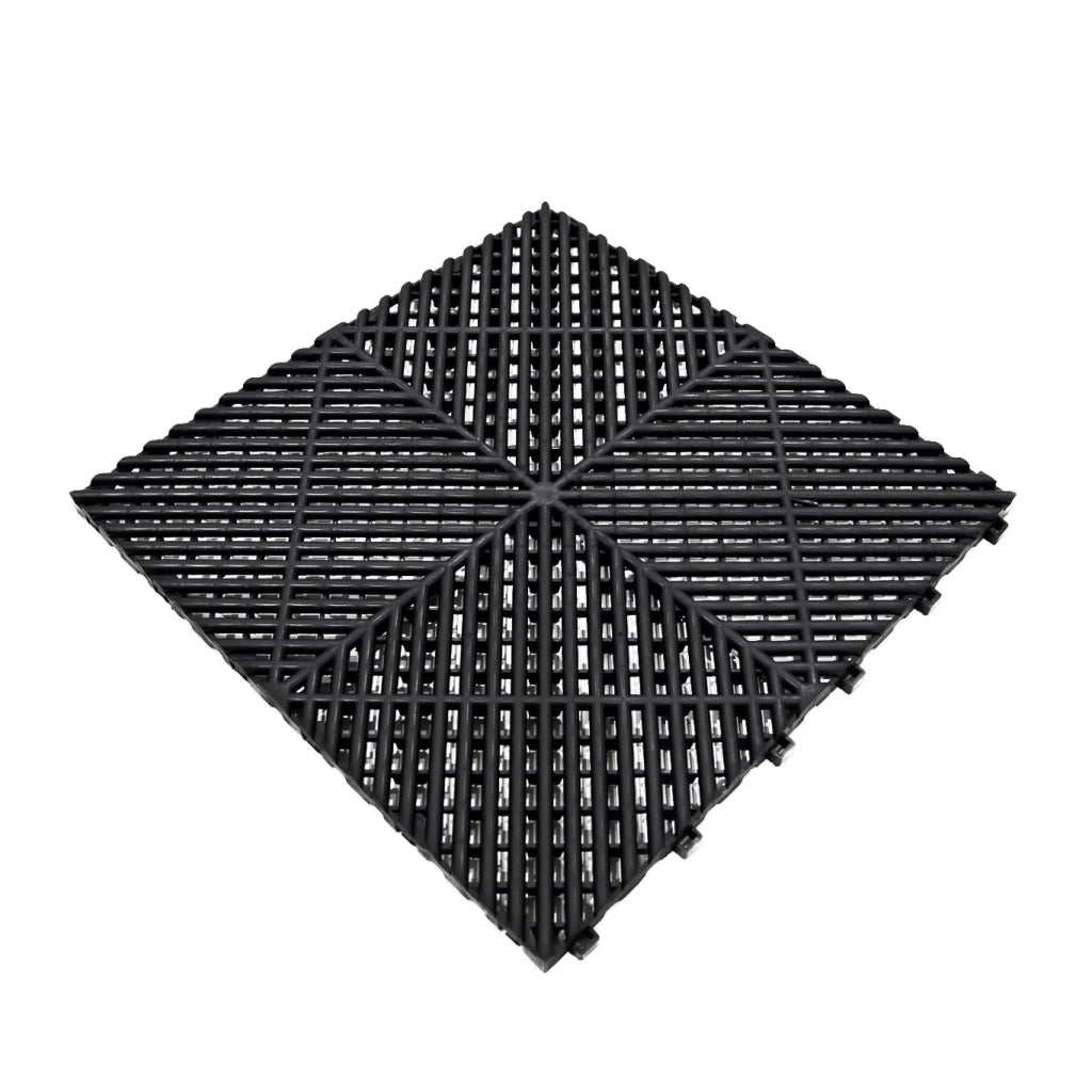 Piastrelle ventilate nere 6m x 6m per garage doppio e officine, antiscivolo.