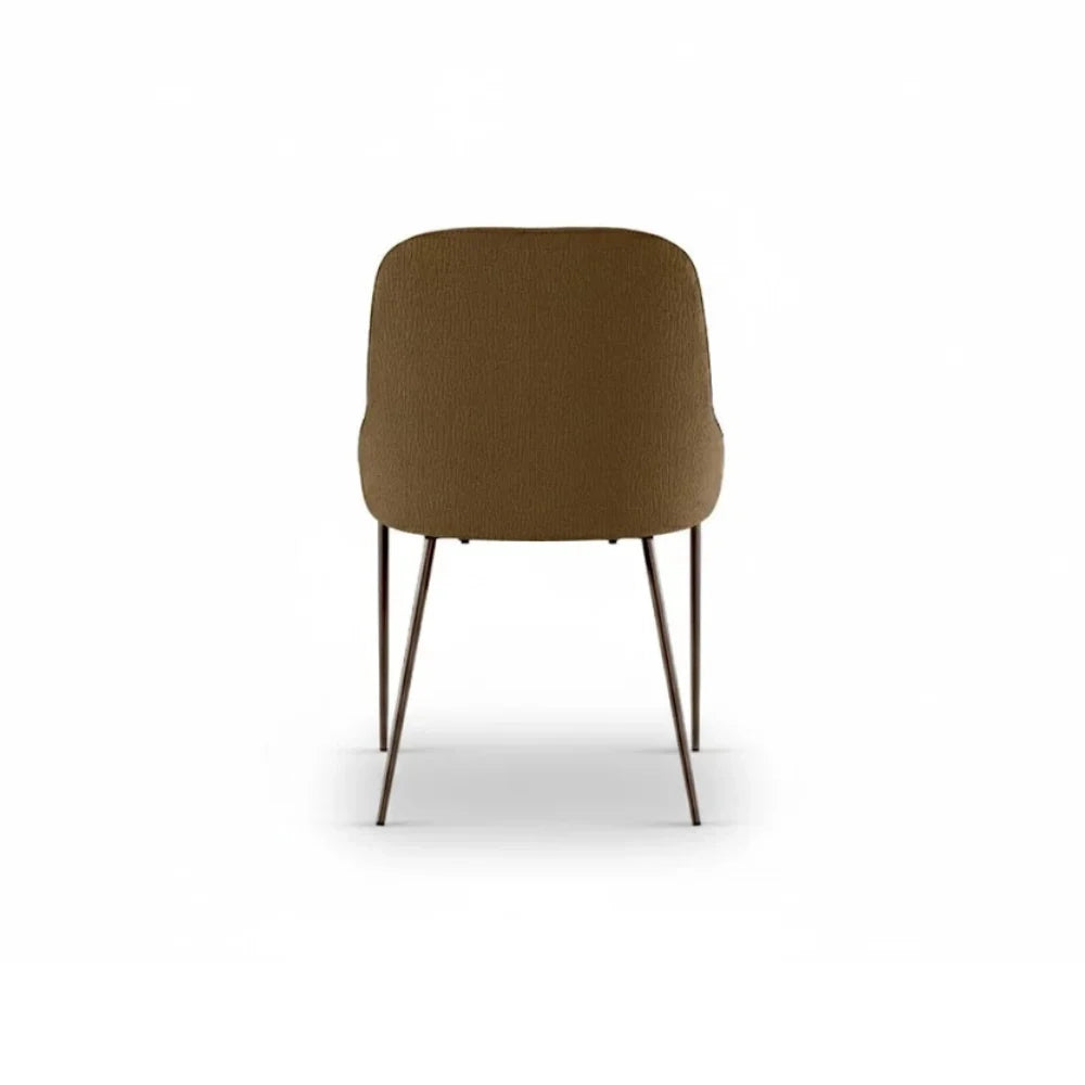 Set di 4 sedie da pranzo imbottite in tessuto marrone Shell con struttura in metallo facili da pulire | Duzzle