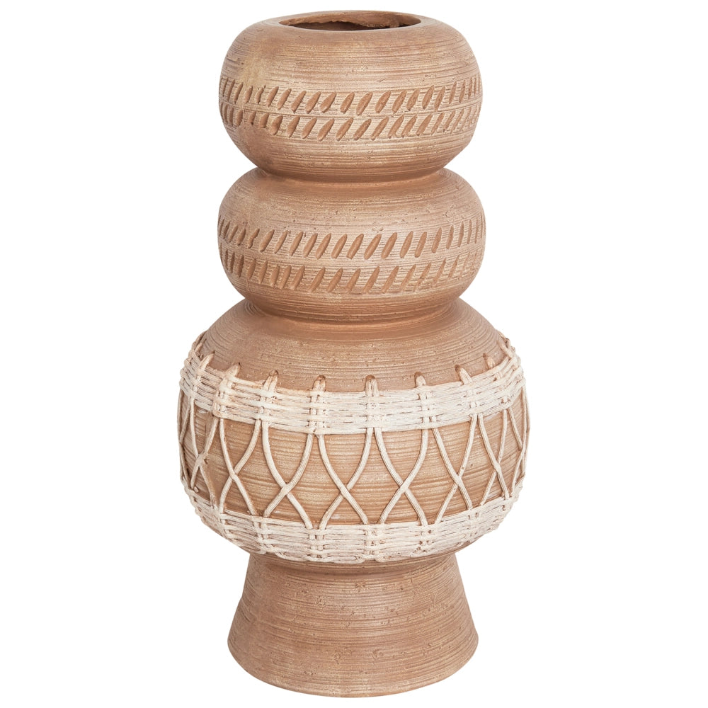 Vaso di fiori marrone chiaro per esterni e interni Boho