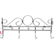 Trade Shop - Appendiabiti Attaccapanni In Metallo Colore Silver A Parete 4 Posti Ganci 30x12 -