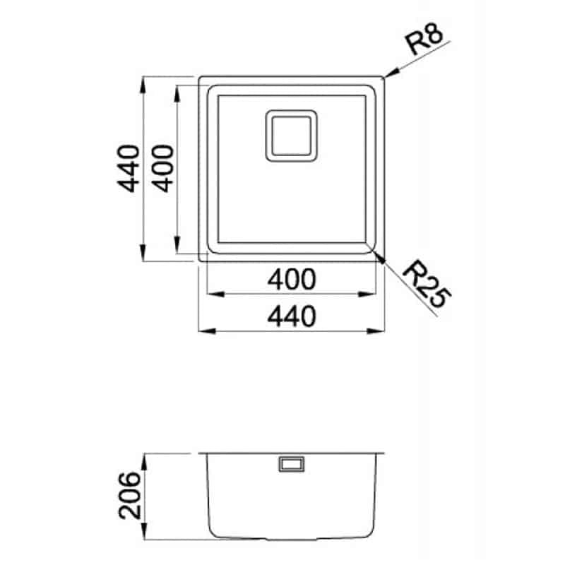 Lavello Elleci Incasso 1 vasca 44x44 W-Square 400 Satinata Inox LIW400SACMU