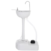 Lavabo Portatile da Campeggio con 2 Ruote, Serbatoio Acqua 17L e Serbatoio Sapone 2.5L, 51x33.5x103cm
