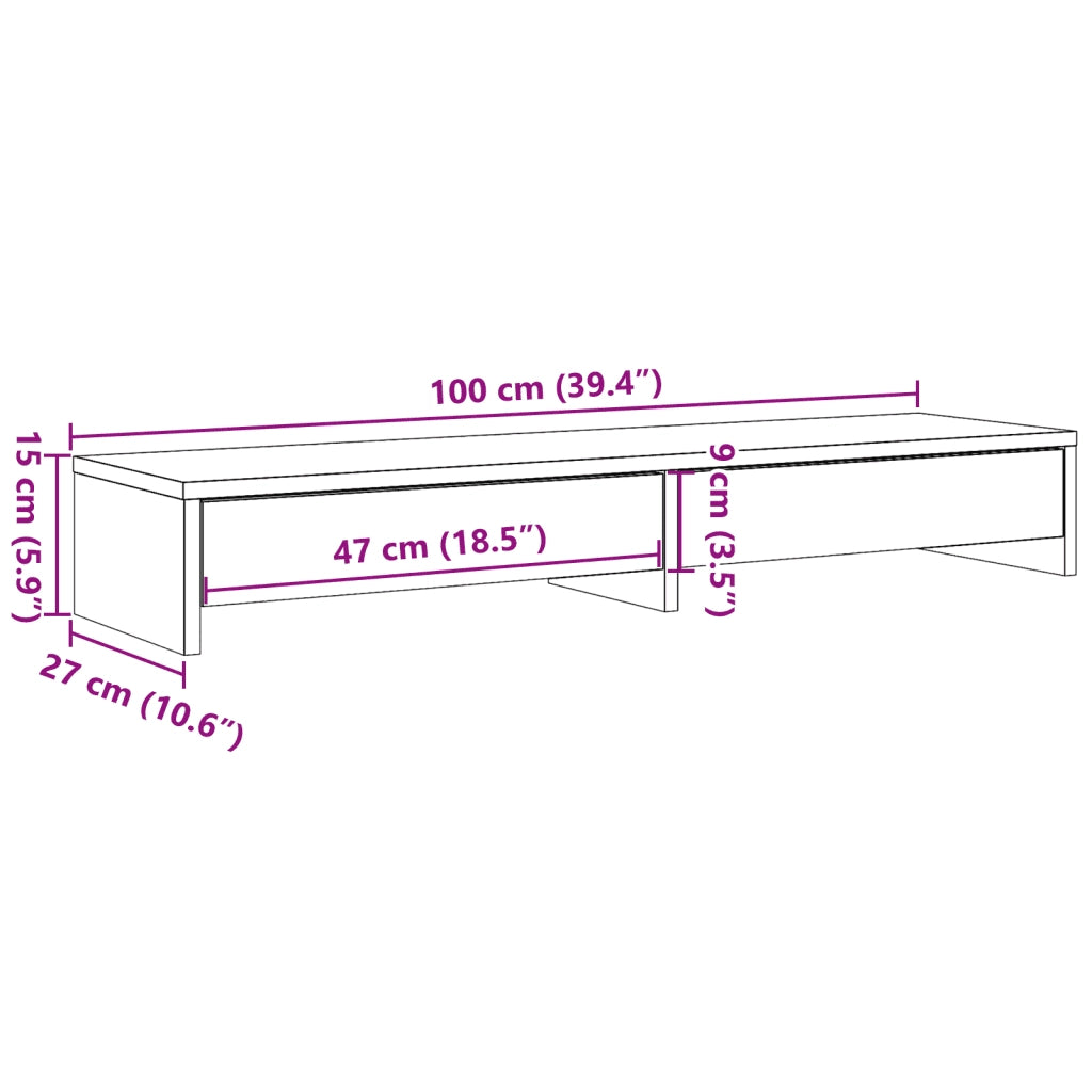 Supporto per Monitor con Cassetti Bianco 100x27x15 cm in Legno Agglomerato CFW5929326