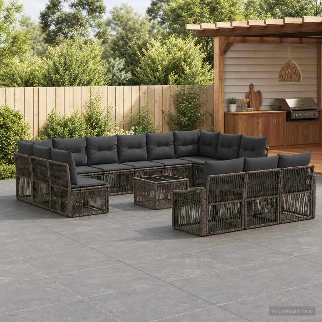 Set Divano da Giardino 14 pcs Grigio polyrattan 3436160