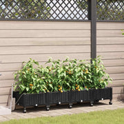 Vaso da Giardino con Irrigazione e Ruote 4 pz Nero PP 3423144