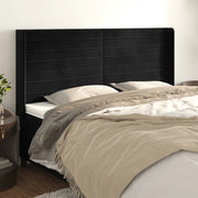 Testiera ad Orecchio-Testata con Orecchie Nera 163x16x118/128 cm in Velluto 736196