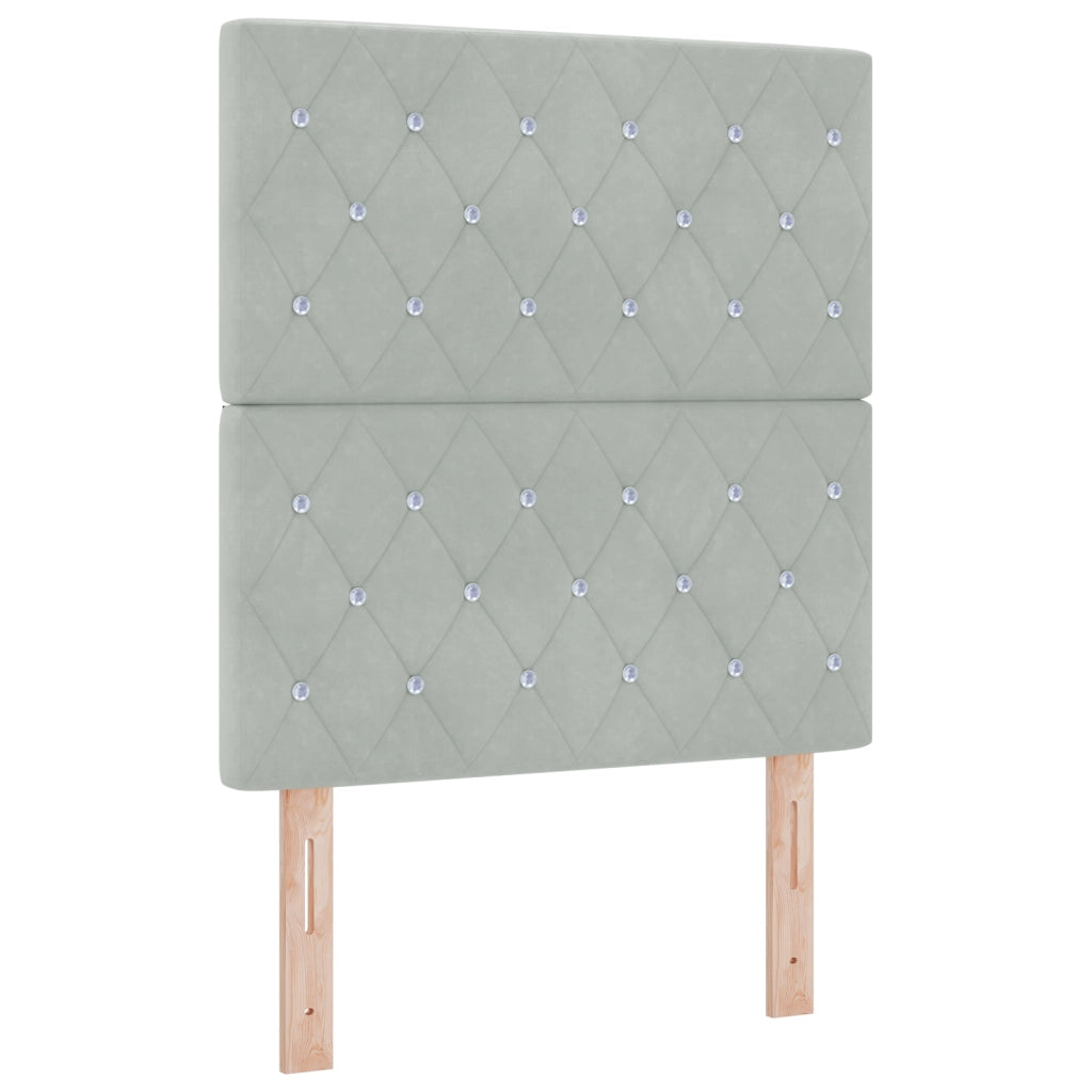 Testiera LED grigia chiara 80 cm in velluto