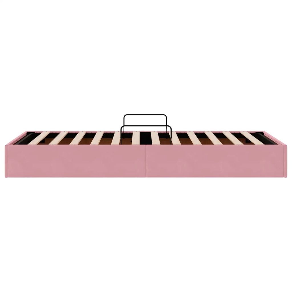 Letto ottomano con archiviazione Rosa 90 x 190 cm Velluto 3442855