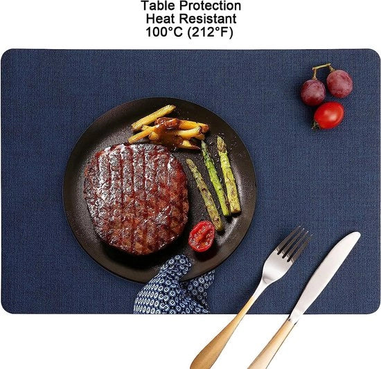 Placemats a doppia faccia - pratici e eleganti - set da 6 - a due colori - pelle PU