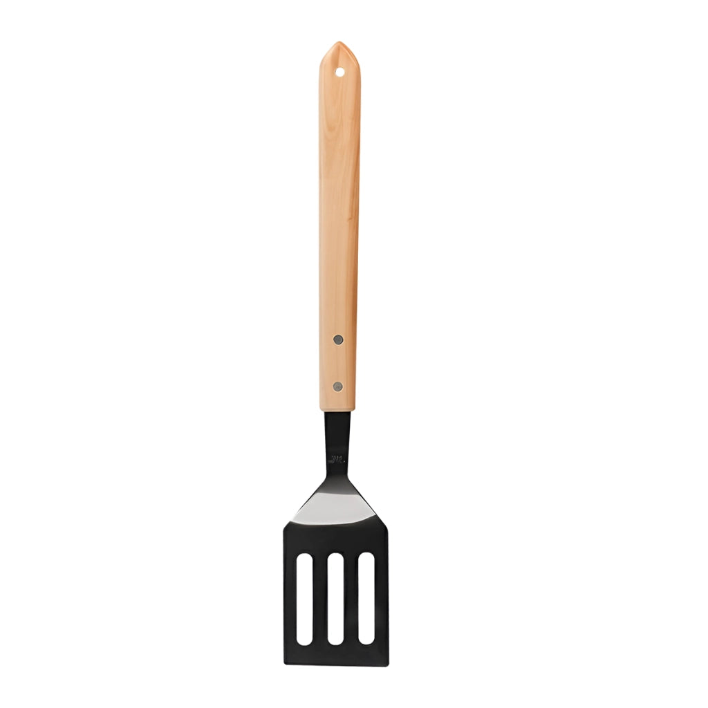 Spatola per Barbecue in Acciaio Inossidabile con Manico in Legno di Quercia 41cm Nero / Beige BBQ