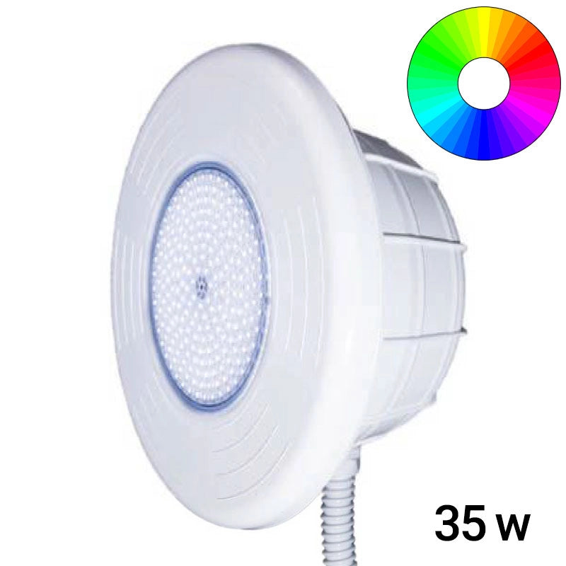 Faro Led Per Piscina Con Rivestimento In Piastrelle  320 Mm Rgb Da 1280 Lumen - 35 W con Nicchia In Abs