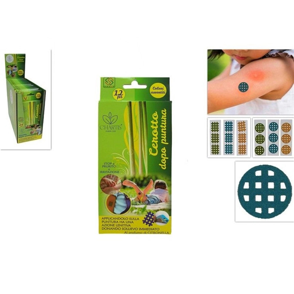 Trade Shop - Set 24pz Da 12 Sticker Cerotto Dopo Puntura Citronella Azione Lenitiva Assortiti 639610a -