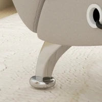Poltrona Relax Chaise Longue Massaggiante e Riscaldante con Telecomando, Tessuto Effetto Lino, Crema