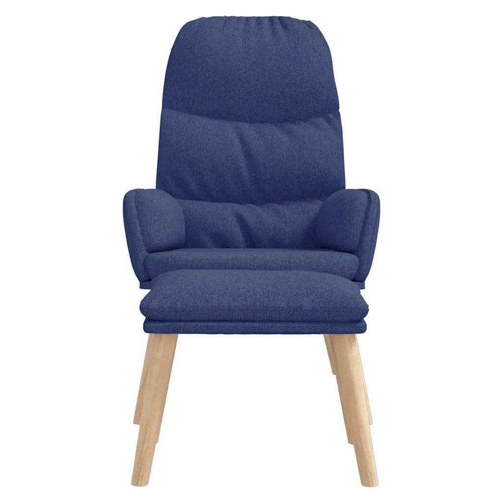 Divano Sedia-Poltrona Relax con Poggiapiedi Blu in Tessuto 456002