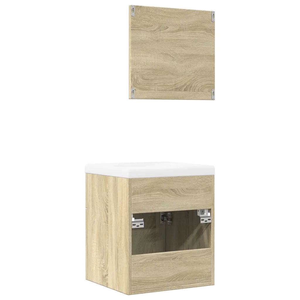 Set Mobili da Bagno | Armadio da bagno 3 pz Rovere Sonoma in Legno Multistrato