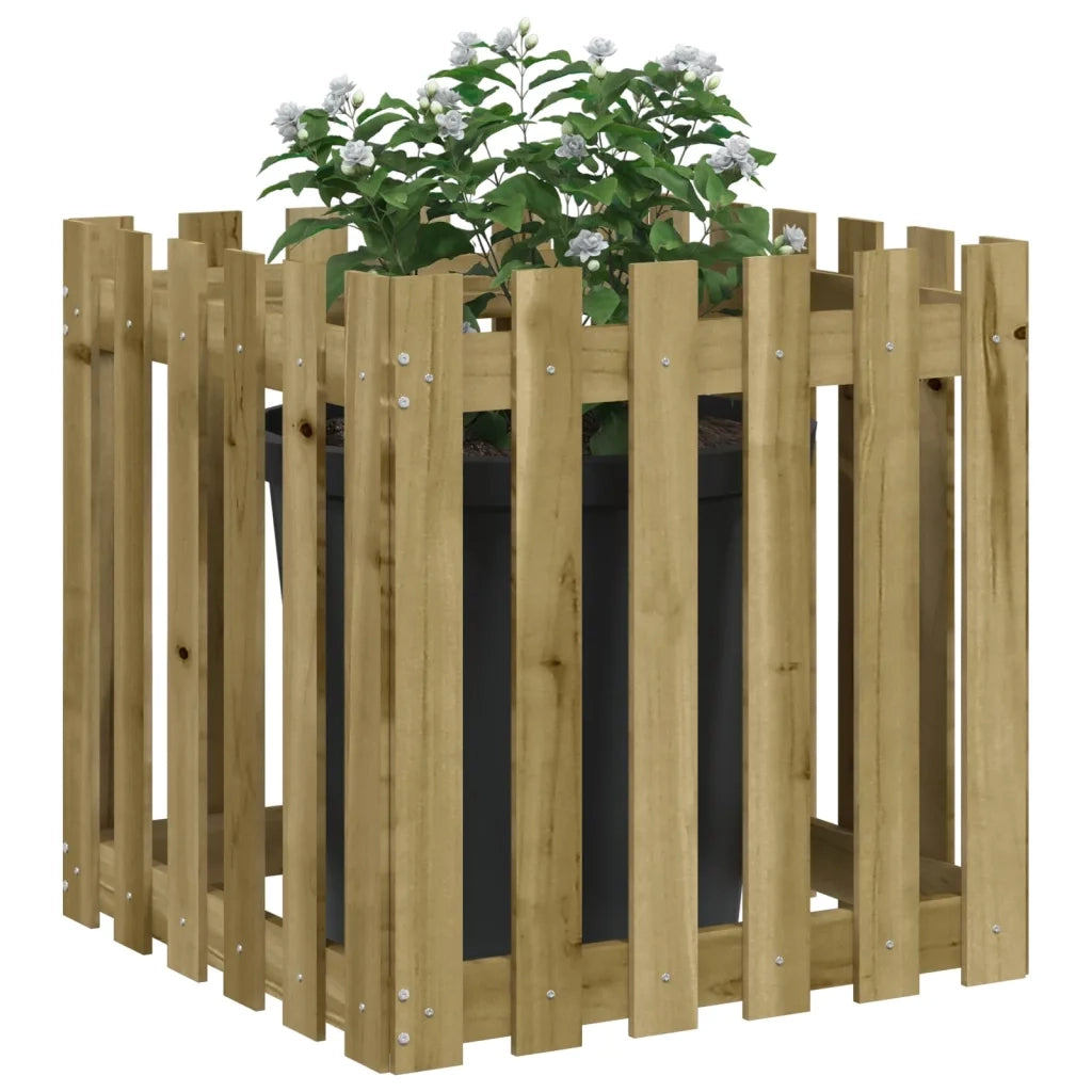 Fioriera | Cassetta per fiori | Vaso Giardino a Recinzione 60x60x60 cm in Pino Impregnato